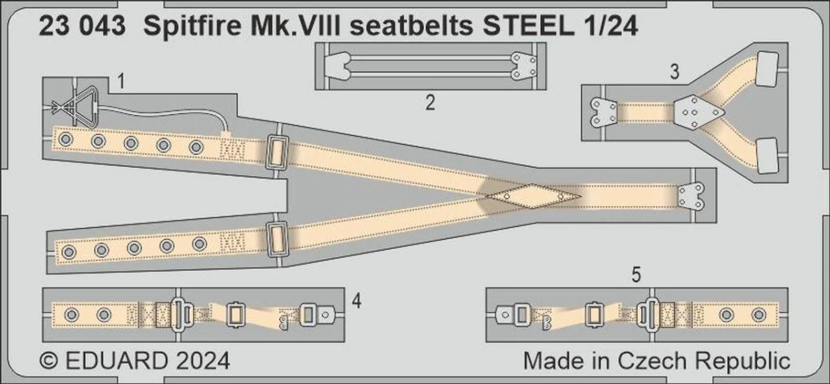 Eduard 1/24 Eduard Spitfire Mk.VIII seatbelts STEEL Photo etched set for AIRFIX