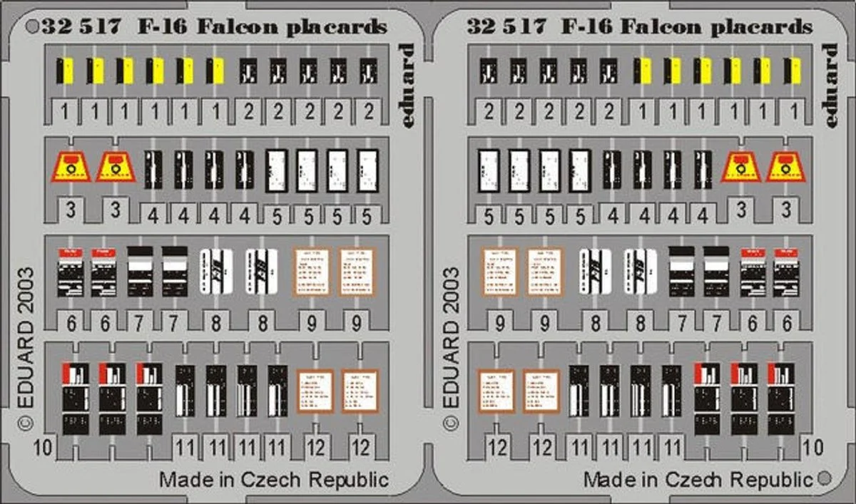 Eduard 1/32 Eduard F-16 Placards for HSG (Pre-Painted)