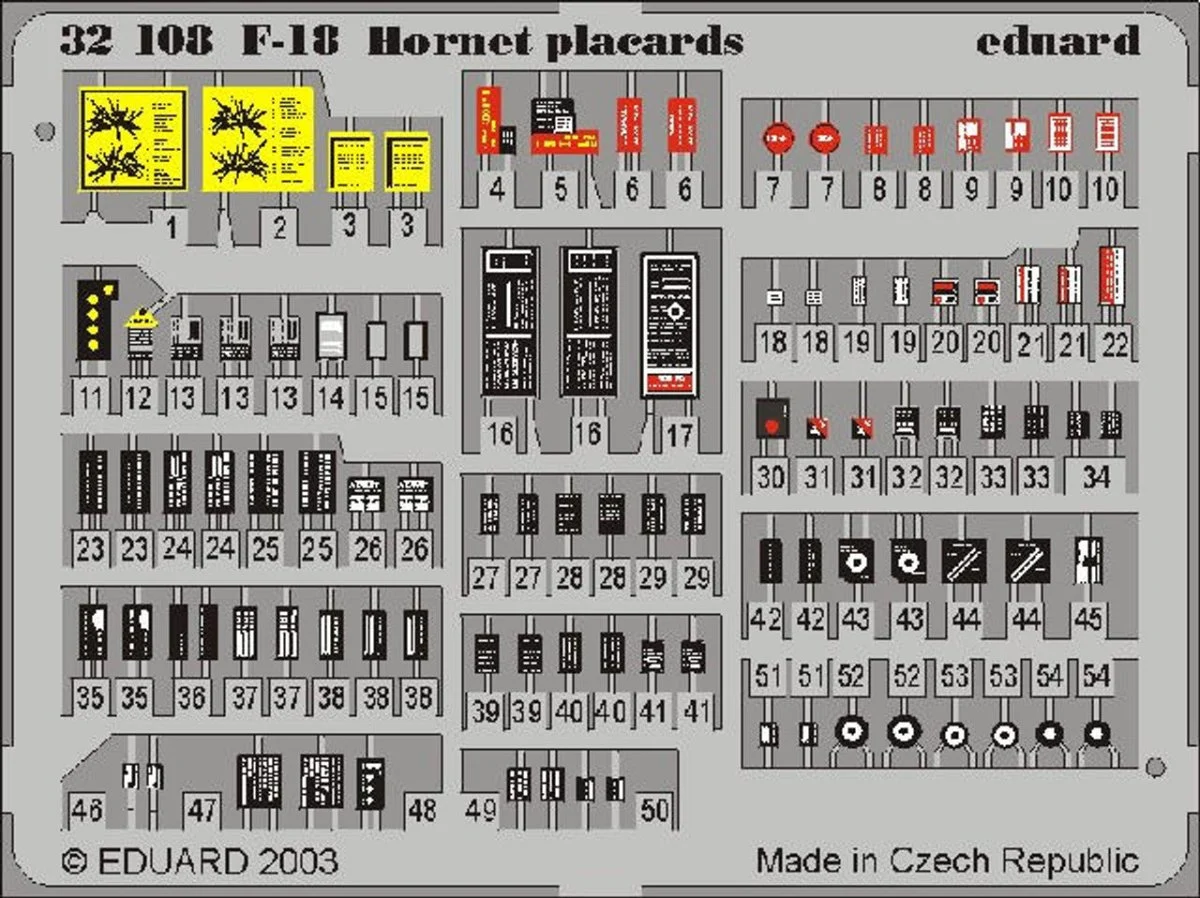 Eduard 1/32 Eduard F-18 Placard Set for ACY (Pre-Painted)