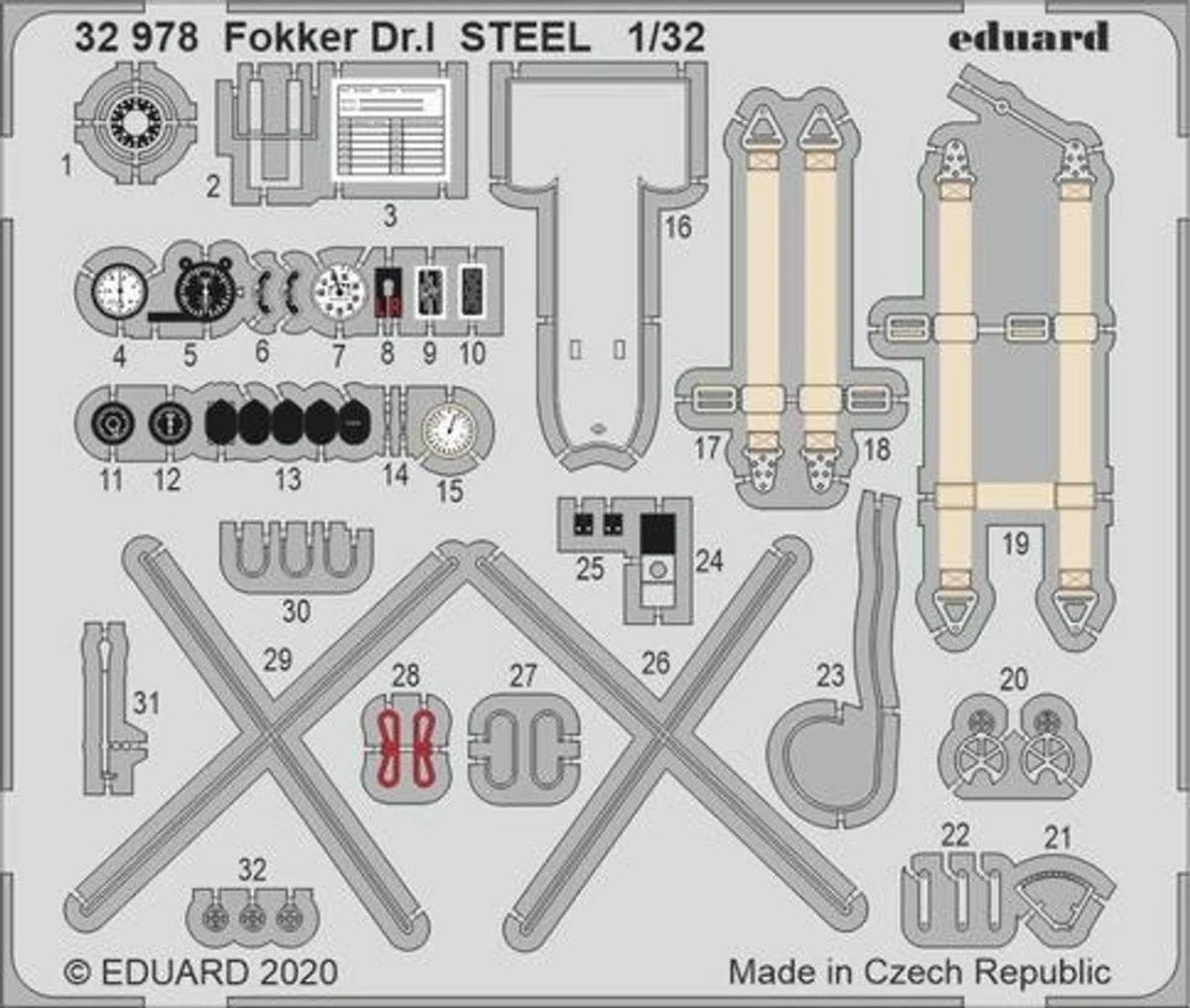Eduard 1/32 Eduard Fokker Dr I Steel for MEN (Pre-Painted)