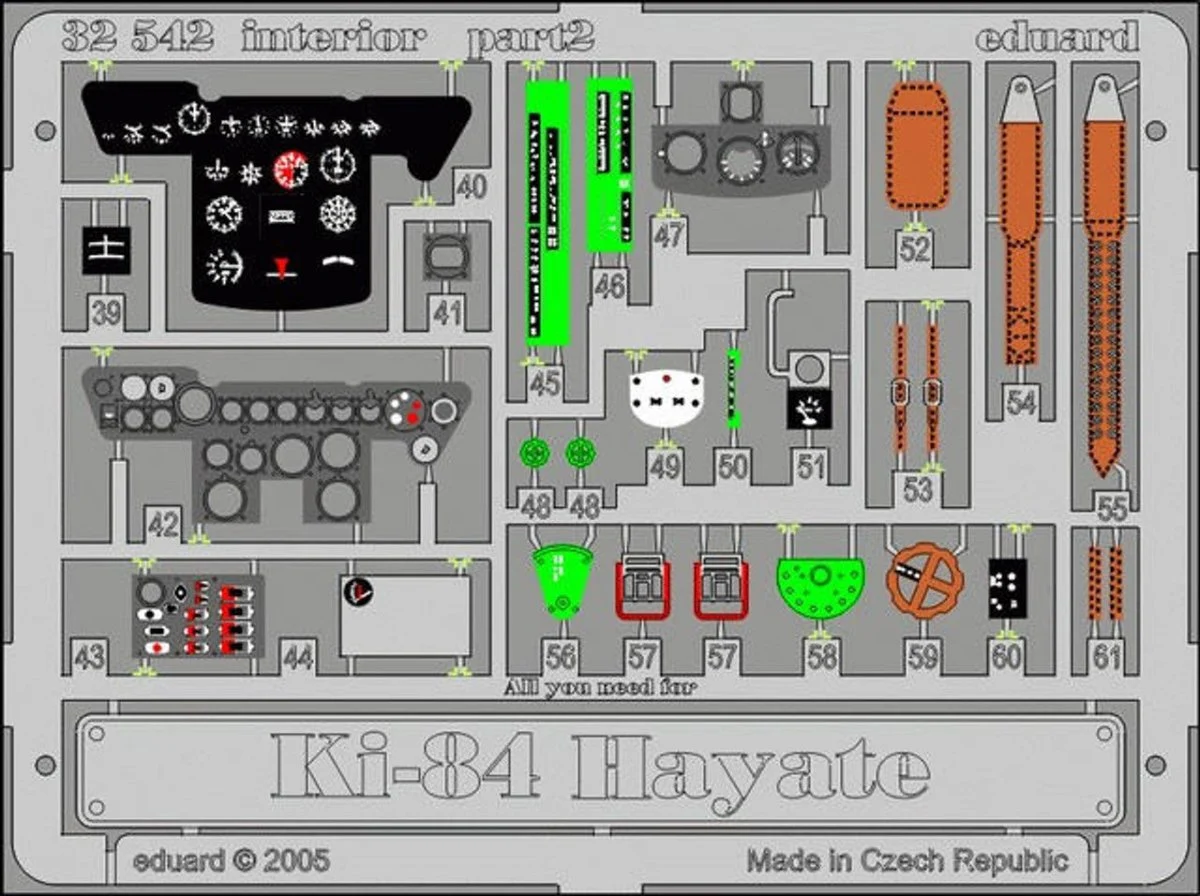 Eduard 1/32 Eduard Ki84 Hayate Interior for HSG (Pre-Painted)