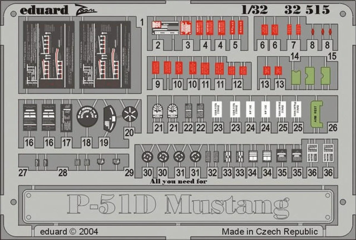 Eduard 1/32 Eduard P-51D Placards for HSG (Pre-Painted)