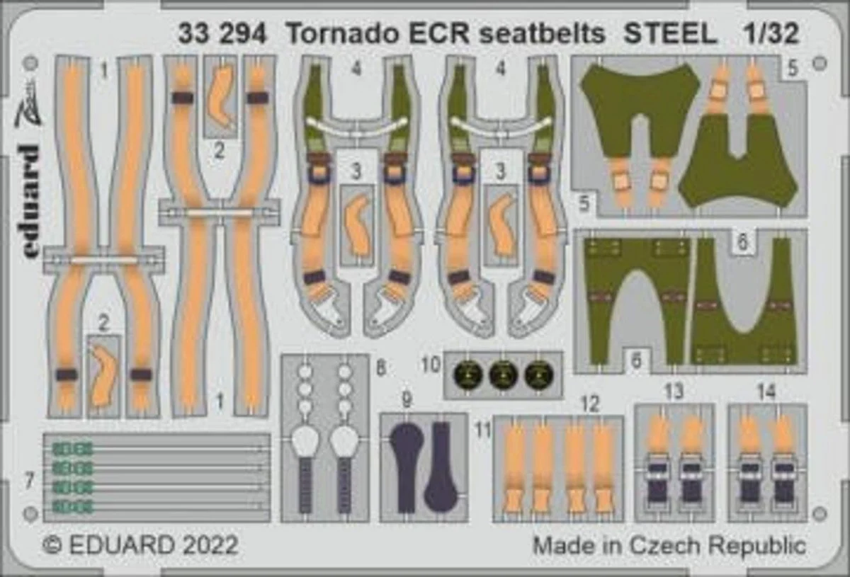 Eduard 1/32 Eduard Tornado ECR Seatbelts Steel for ITL (Pre-Painted)