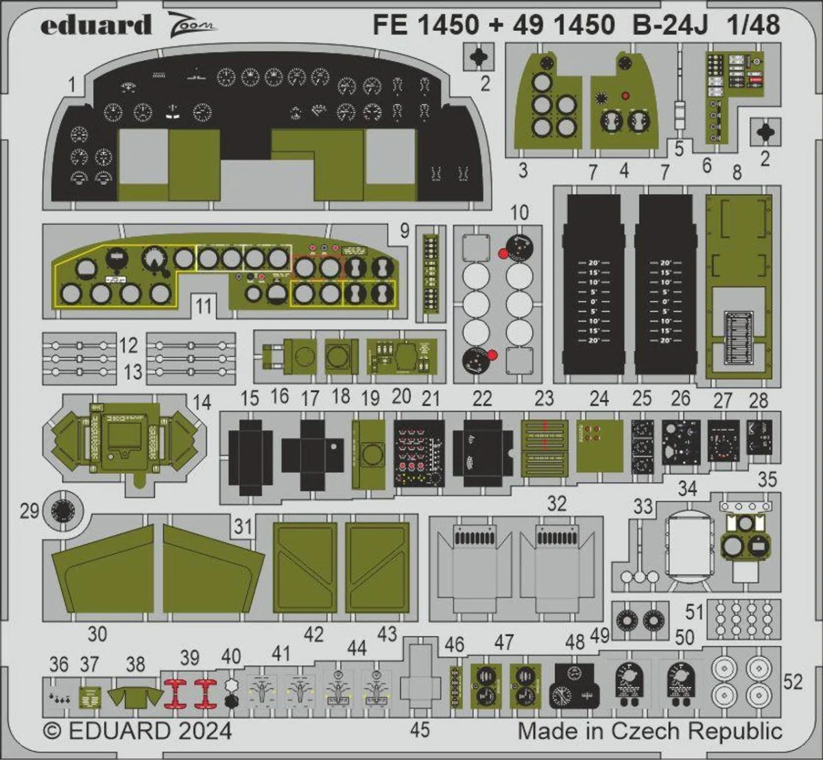 Eduard 1/48 Eduard B-24J cockpit & engines Photo etched set