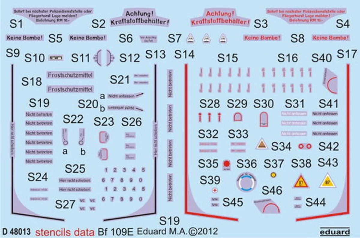 Eduard 1/48 Eduard Decal Bf 109E stencils