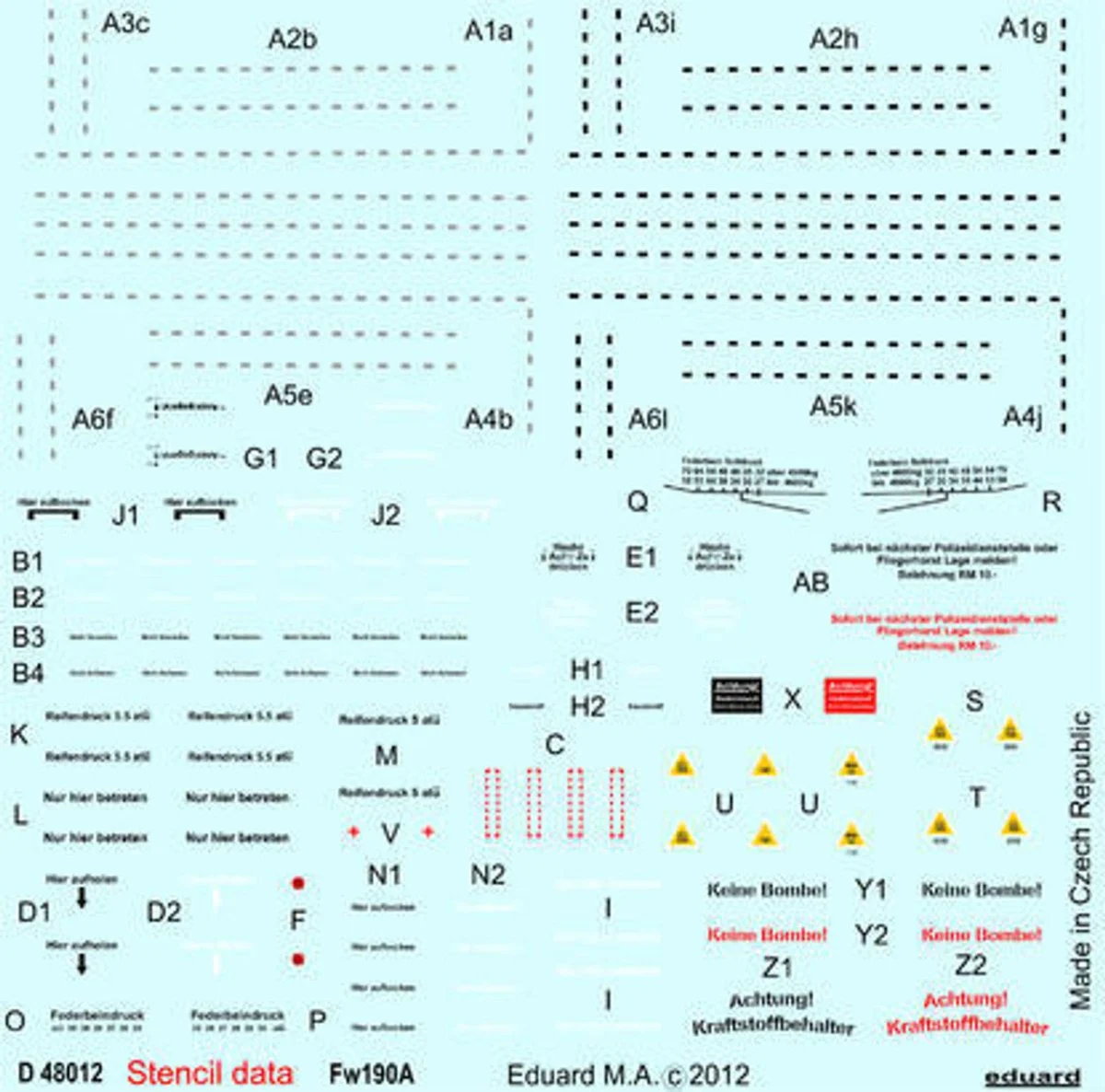 Eduard 1/48 Eduard Decal Fw 190A stencils