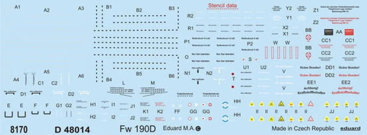 Eduard 1/48 Eduard Decal Fw 190D stencils