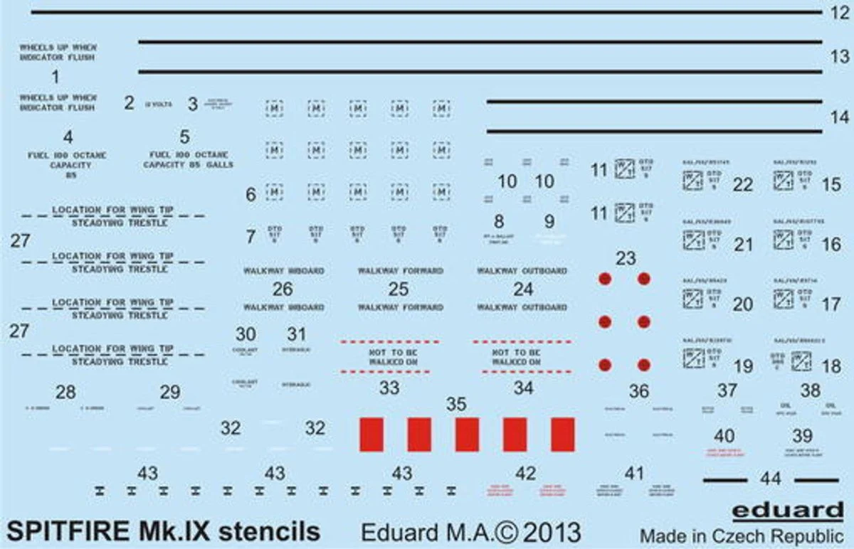 Eduard 1/48 Eduard Decal Spitfire stencils