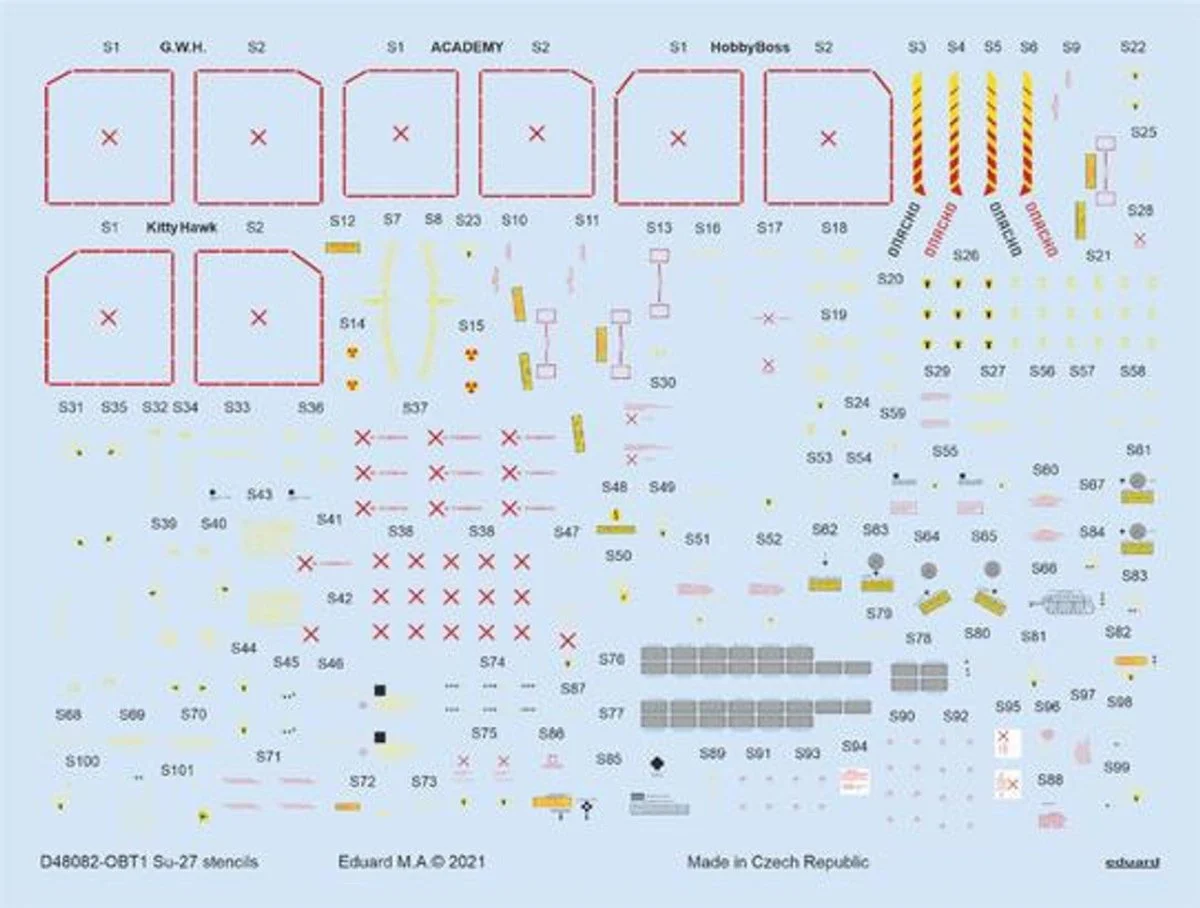 Eduard 1/48 Decal Su-27 stencils for Academy/Kittyhawk/Hobby Boss/GWH
