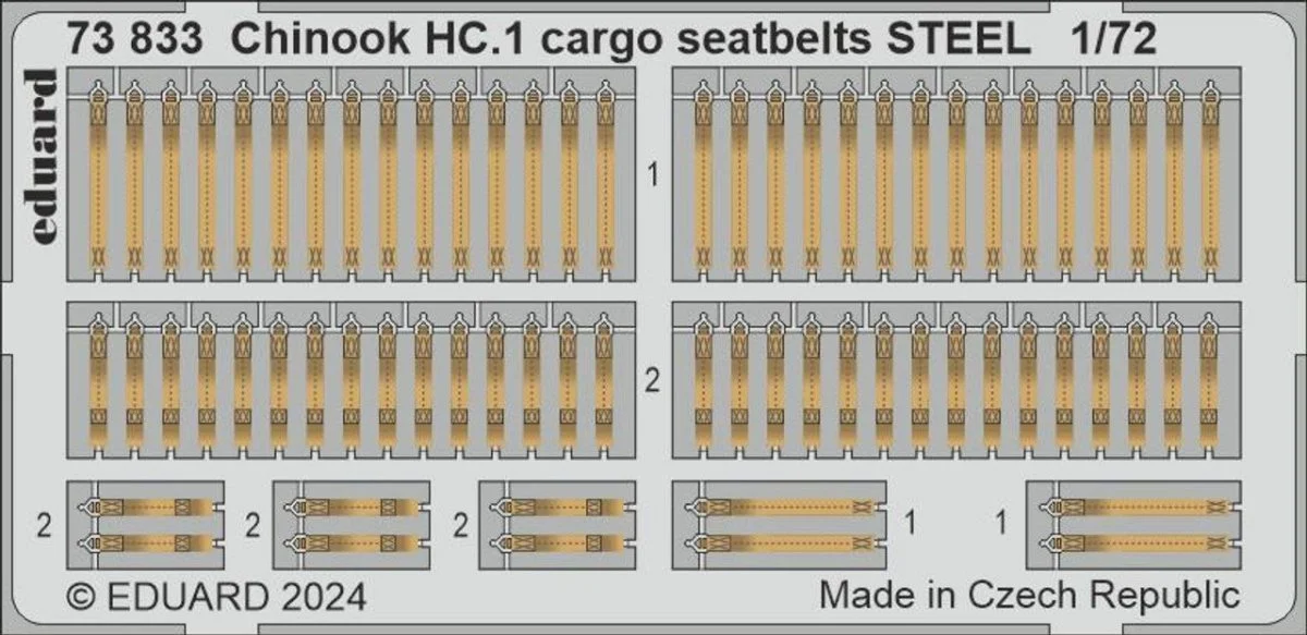 Eduard 1/72 Eduard Chinook HC.1 cargo seatbelts STEEL Photo Etch set for AIRFIX