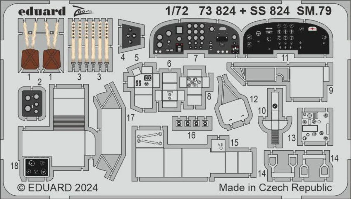 Eduard 1/72 Eduard SM.79 interior Photo etched set