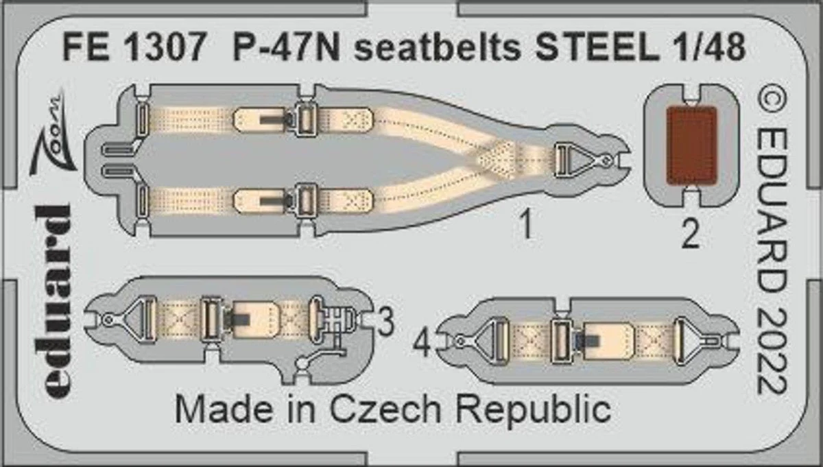 Eduard EDUFE1307 - 1/48 Eduard P-47N seatbelts STEEL