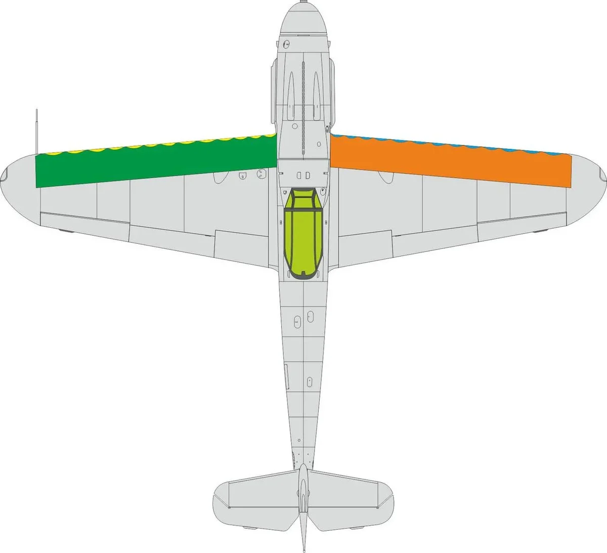 1/48 Eduard Bf 109G wings leading edge wavy lines MASK