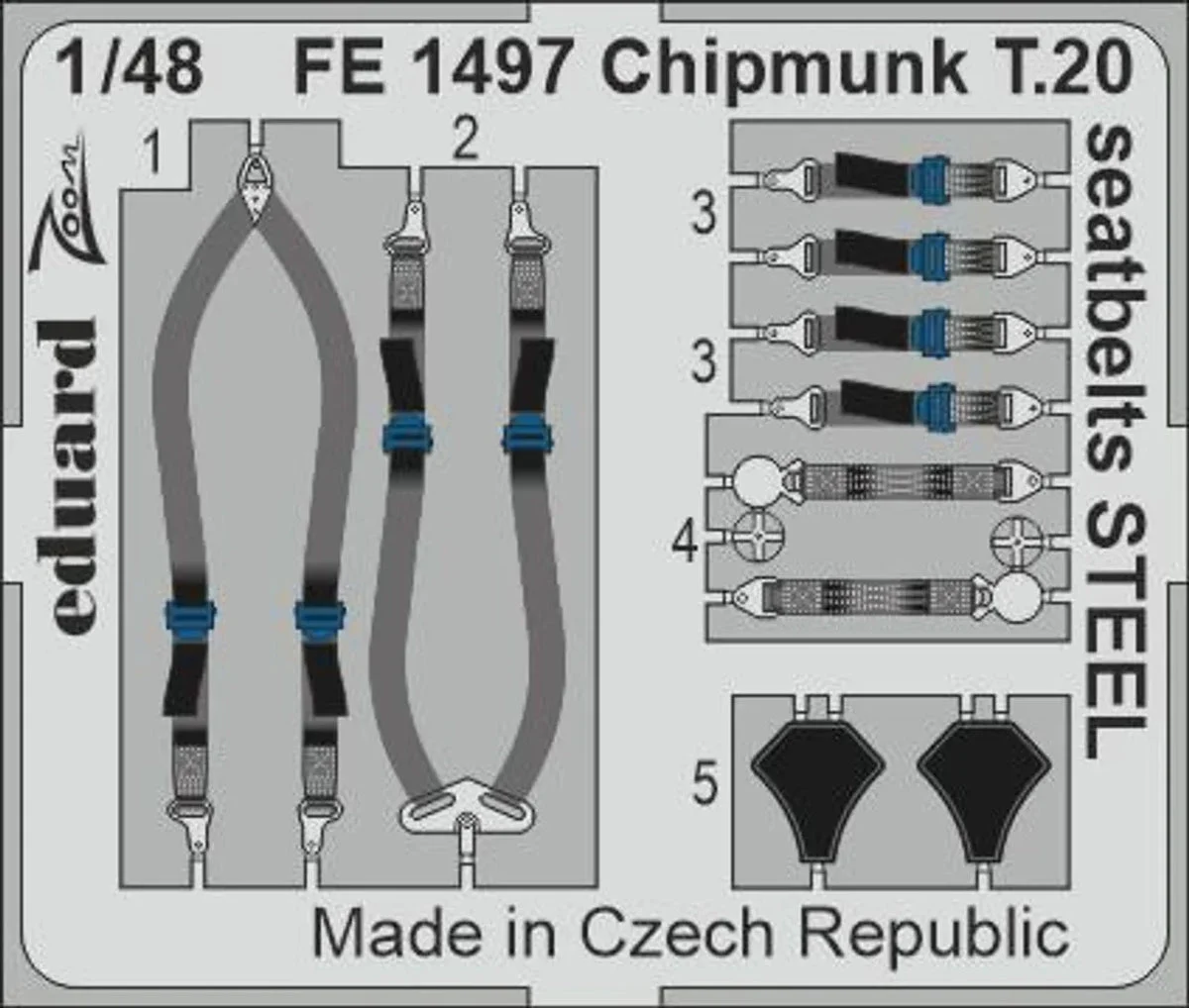1/48 Eduard Chipmunk T.20 seatbelts STEEL Zoom set for AIRFIX