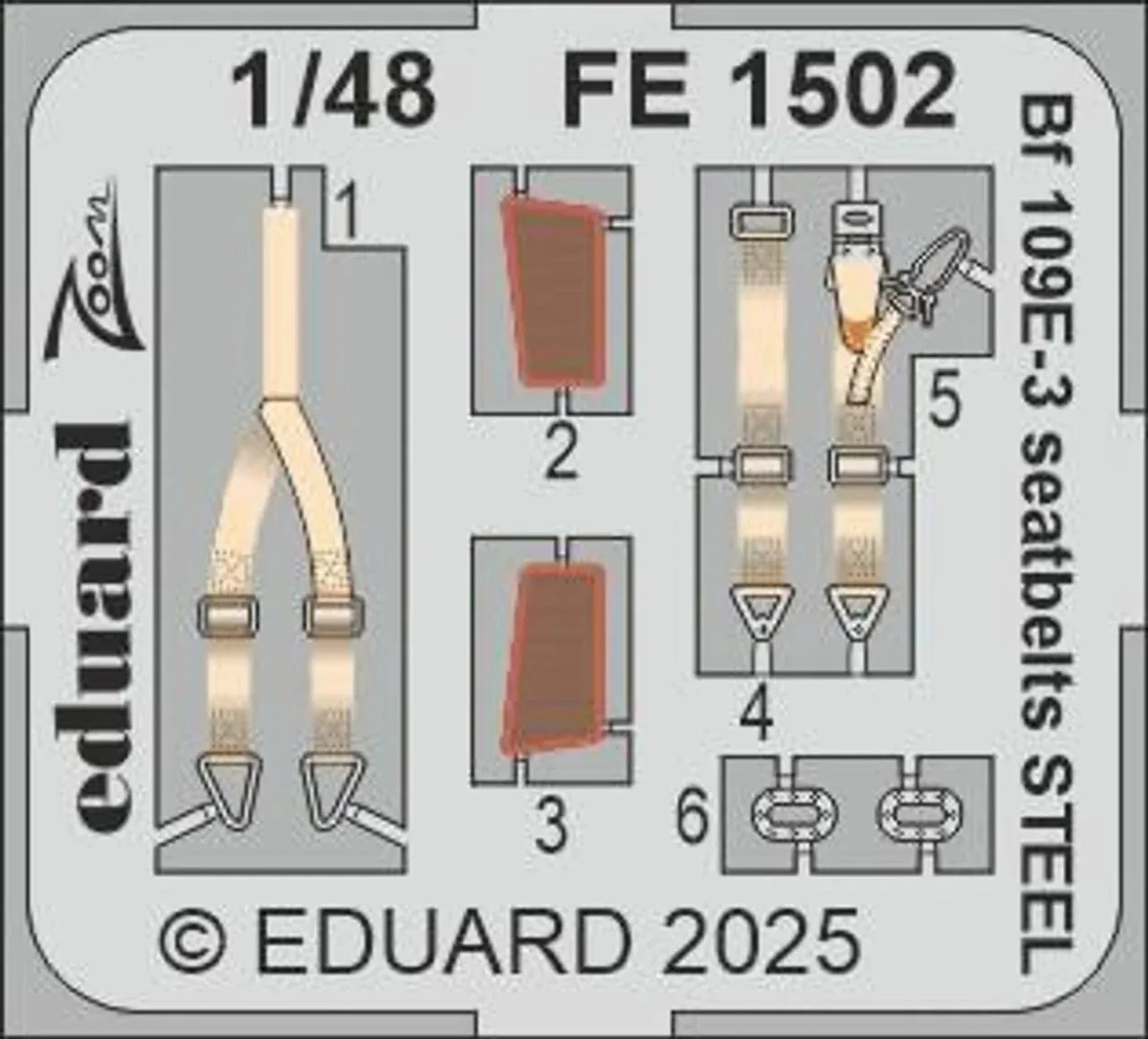 1/48 Eduard Bf 109E-3 seatbelts STEEL Zoom set for HOBBY BOSS
