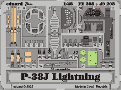 1/48 Eduard P-38J Photo Etch for Hasegawa