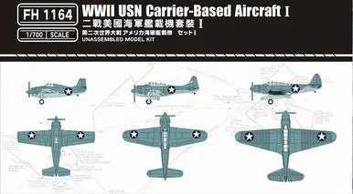 Flyhawk Models 1/700 Scale WWII USN Carrier-Based Aircraft I Plastic Model Kit