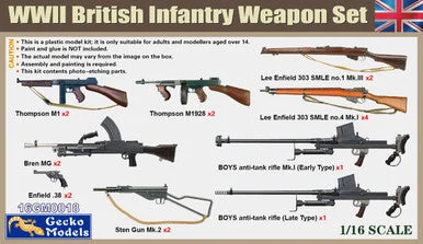 1/16 Gecko WWII British Infantry Weapon & Accessories Set - Gecko Models