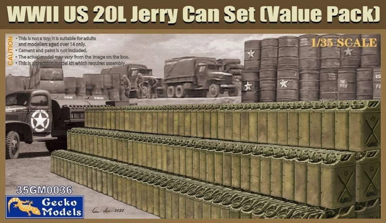 Gecko Models 1/35 Models WWII US 20L Jerry Can Set[Value Pack}