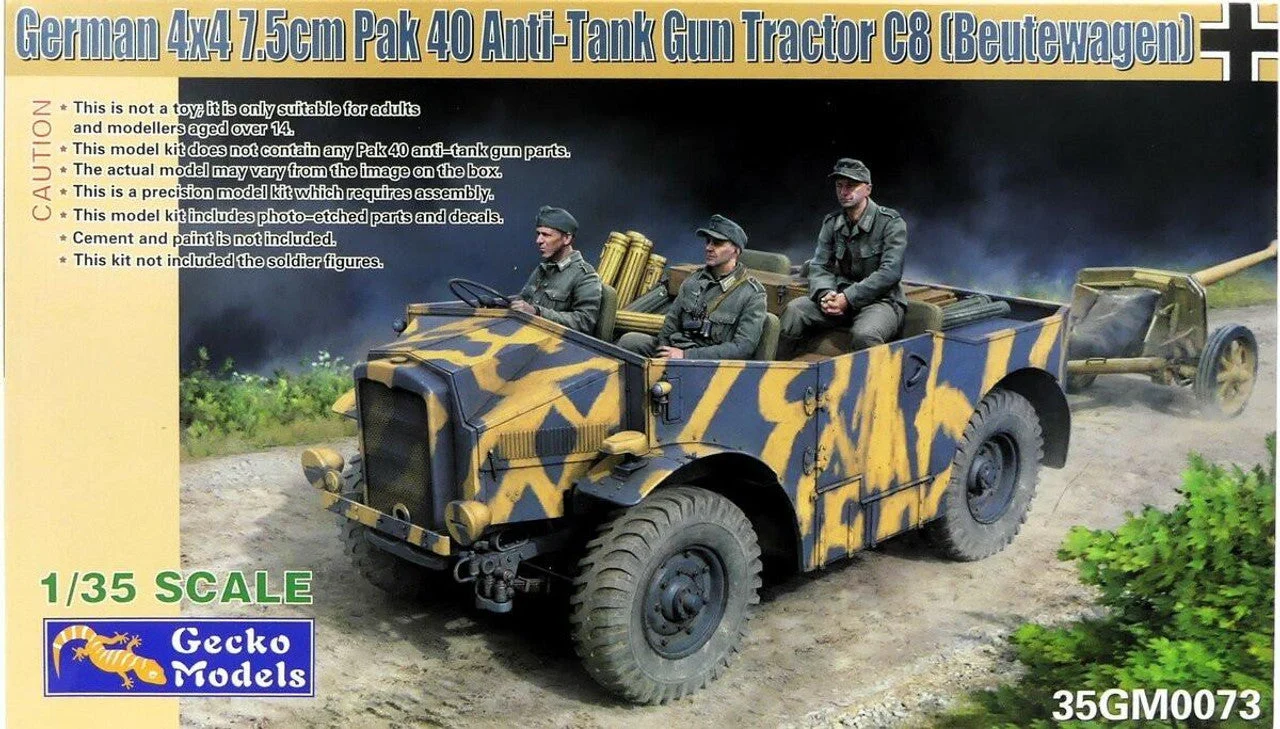 Gecko Models 1/35 Models German 4x4 7.5cm Pak 40 Anti-Tank Gun Tractor C8 (Beutewagen)