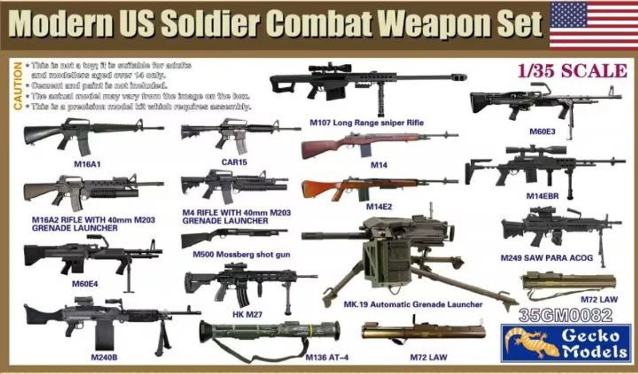 Gecko Models 1/35 Models Modern US Soldier Combat Weapon Set