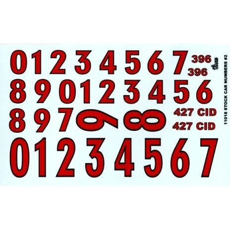 Gofer Racing Decals Numbers Red w/Black Outline Decal