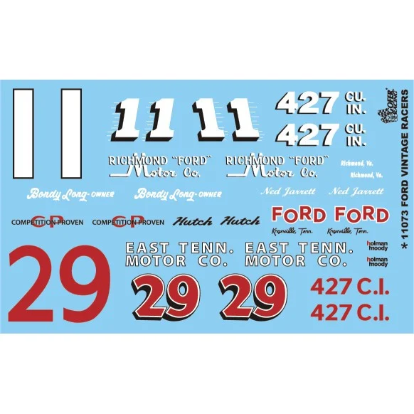 Gofer Racing Decals Ford Vintage Racer