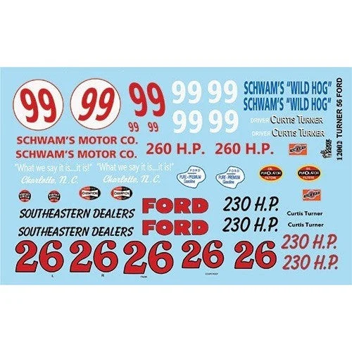 Gofer Racing Decals Curtis Turner 1956 Ford Decal