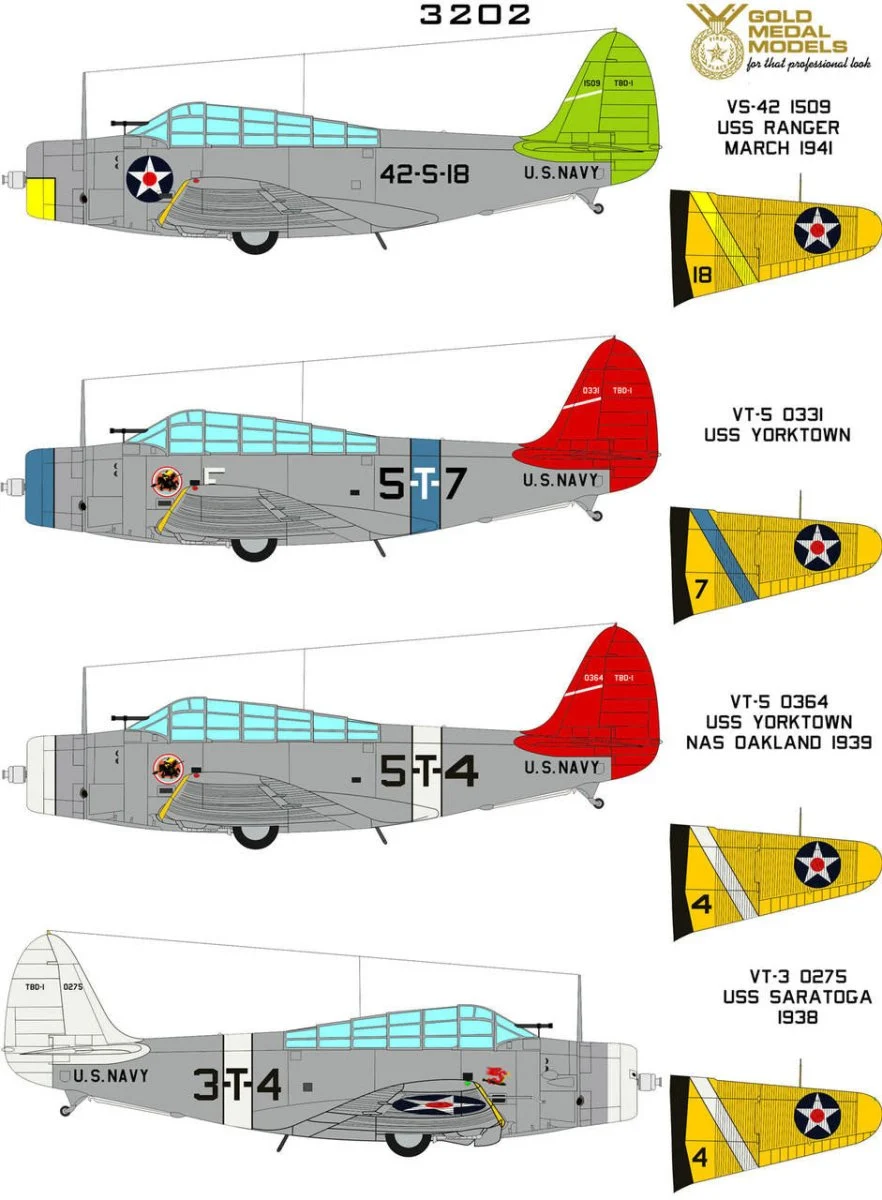 Gold Medal Models 1/32 Gold Medal Decals - TBD-1 Devastator Trumpeter - Early Set 2