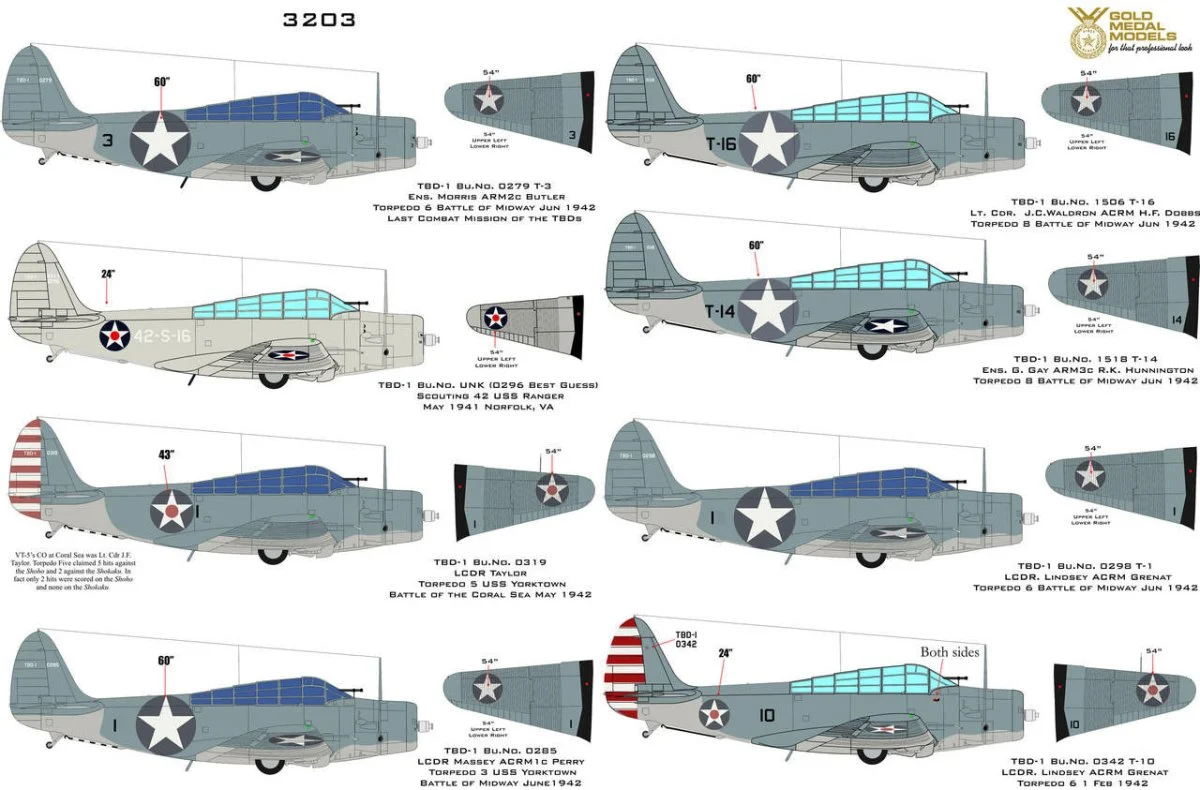 Gold Medal Models 1/32 Gold Medal Decals - TBD-1 Devastator Trumpeter - Wartime