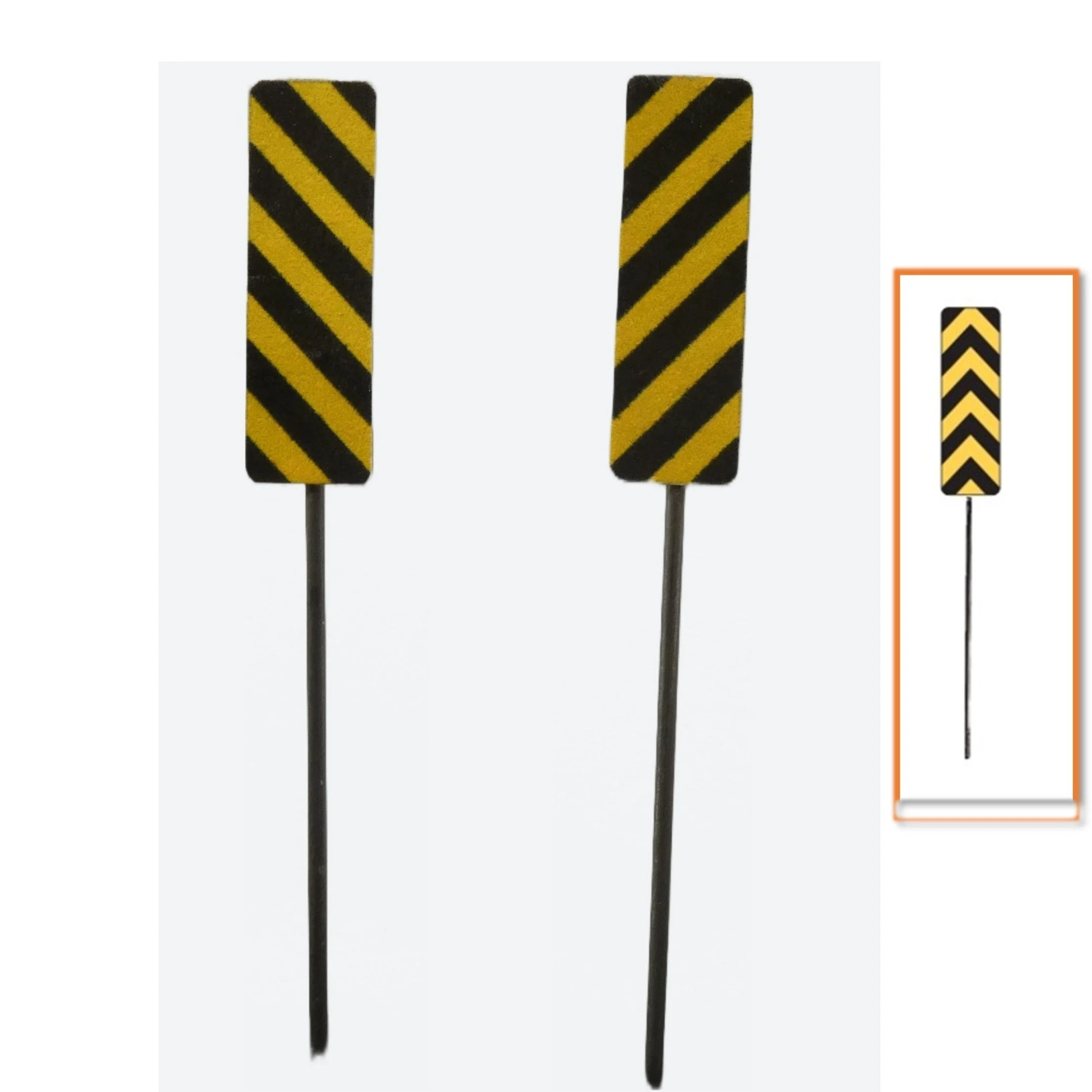 N Scale - Hazard Markers - Left, Right and Center - 2 Pack