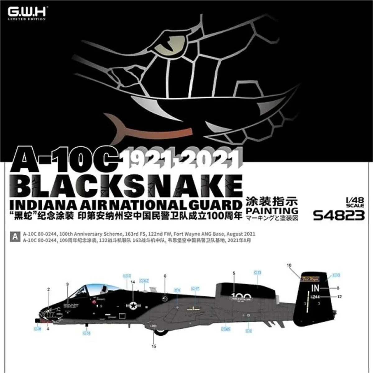 1/48 Great Wall A-10C Blacksnake, Indiana Air National Guard 1921-2021