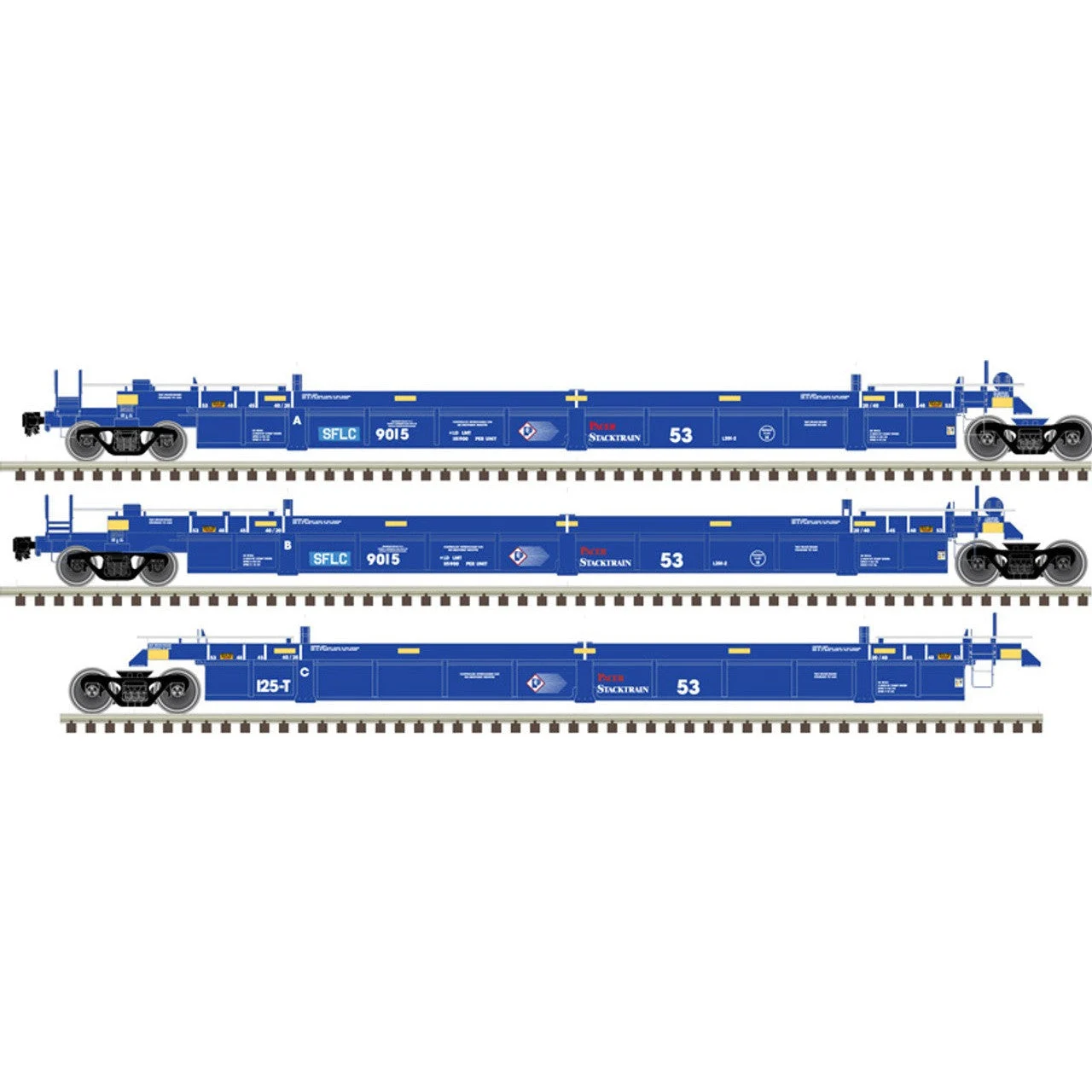 Atlas Master HO Scale Thrall Triple 53' Articulated Well Cars BNSF Railway SFLC #9051