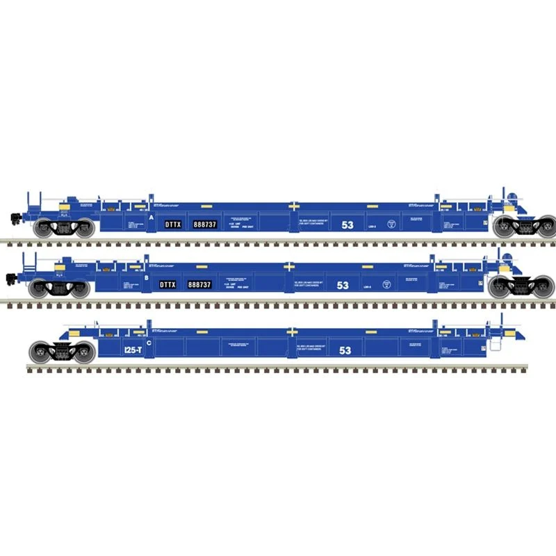 Atlas Master HO Scale Thrall Triple 53' Articulated Well Cars TTX 'Ex-BRAN DTTX Patch' DTTX #888873