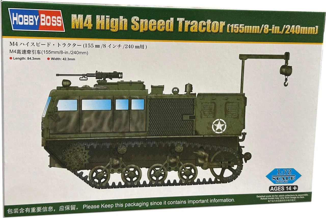 Hobby Boss 1/72 Hobby Boss M4 High Speed Tractor (155mm/8-in./240mm) - HY82921