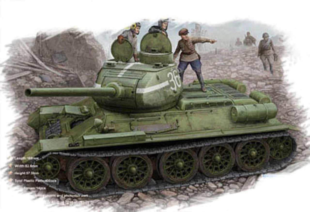 Hobby Boss 1/48 Hobby Boss Russian T-34/85 Tank Model 1944 with Flattened Turret - HY84807