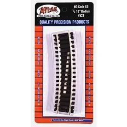 HO Atlas Code 83 1/2 18" RADIUS SECTION - 4/UT 533