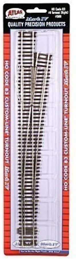 HO Atlas Code 83 #8 CUSTOM LINE TURNOUT RIGHT 566 - Atlas Trains