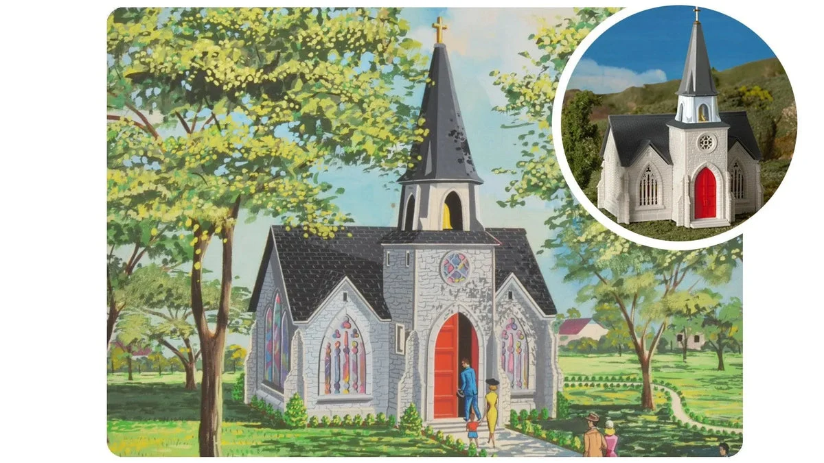 HO Bachmann 75th Anniversary Plasticville Cathedral 45195 - Bachmann Trains
