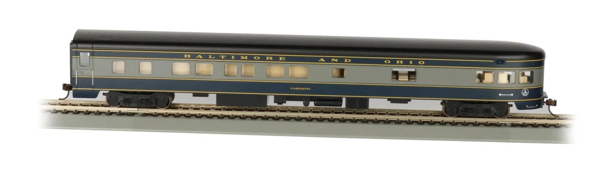 HO Bachmann Baltimore & Ohio Smooth-Side Observation Car w/ Lighted Interior 14303