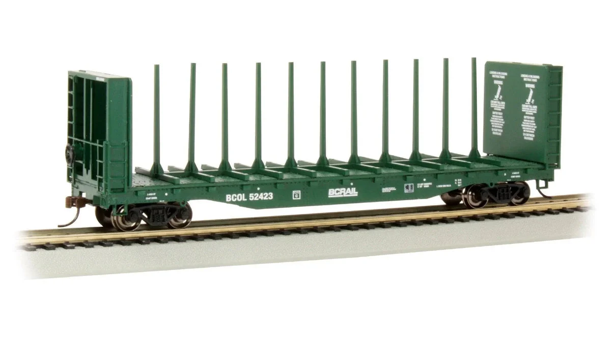 HO Bachmann BC Rail #52423 - 52' Center beam Flatcar 12901