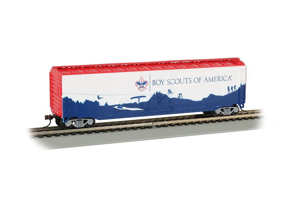 HO Bachmann BSA - Adventure Landscape - 50' Plug Door Box Car 18013