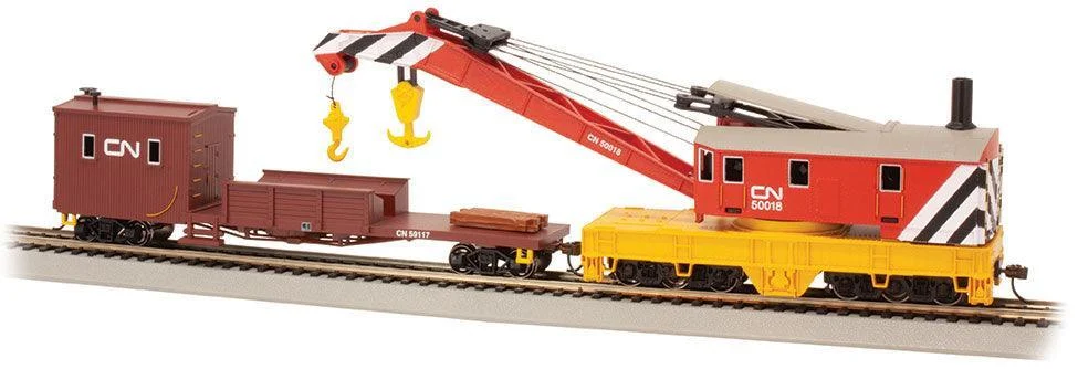 HO Bachmann Canadian National - 250 Ton Steam Crane Car & Boom Tender 16104