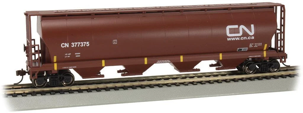 HO Bachmann Canadian National #377375 - 4 Bay Cylindrical Grain Hopper 19103