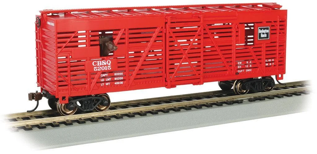 HO Bachmann CB&Q #52025 - 40' Animated Stock Car w/Cattle 19710