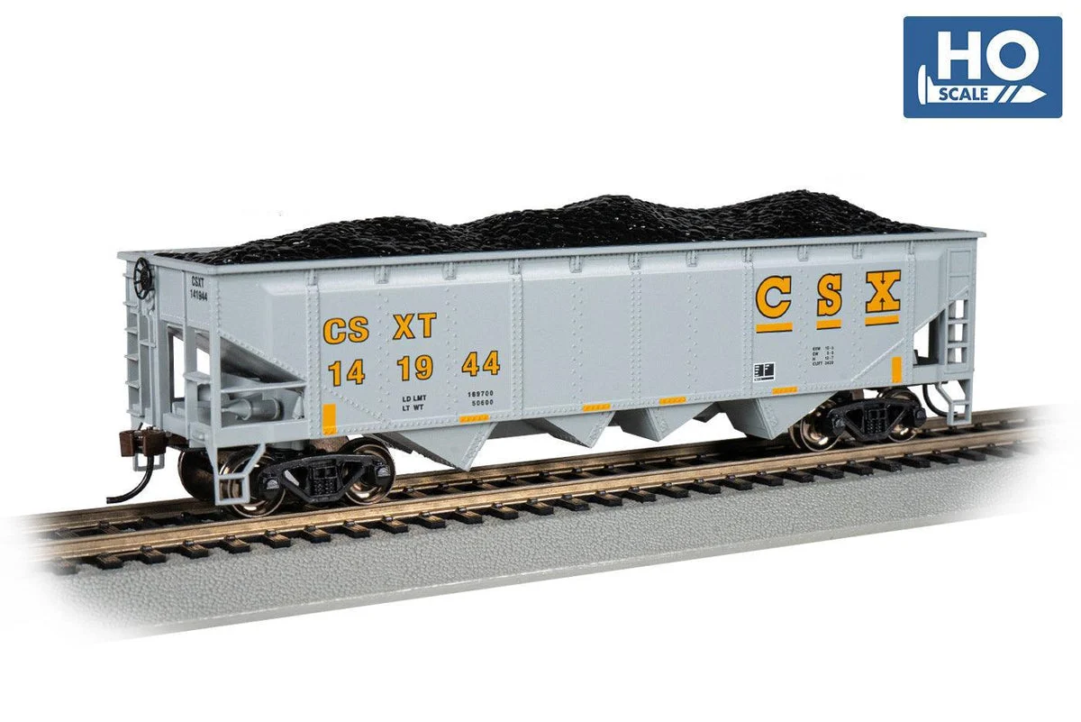 HO Bachmann CSX #141944 - 40' Quad Hopper (Gray & Yellow) 17615