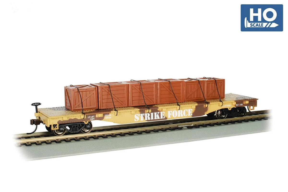 HO Bachmann Desert Camouflage With Crates - 52' Flatcar 18934