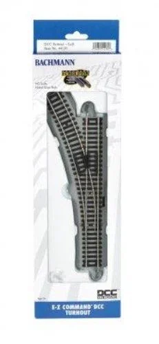 HO Bachmann E-Z NS Command® DCC Turnout - Left with Black Ties 44130