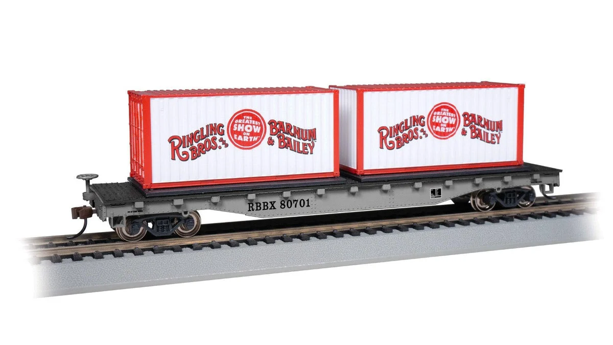 HO Bachmann Flat Car w/Containers Ringling Bros. & Barnum & Bailey 16615 - Bachmann Trains