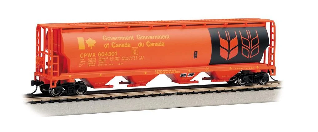 HO Bachmann Government of Canada Red - 4 Bay Cylindrical Grain Hopper 19134